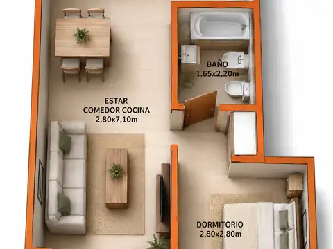 Departamento en Venta de 2 ambientes