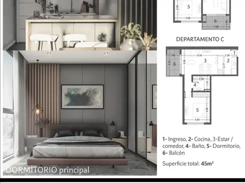 Departamento en Venta de 1 dormitorio