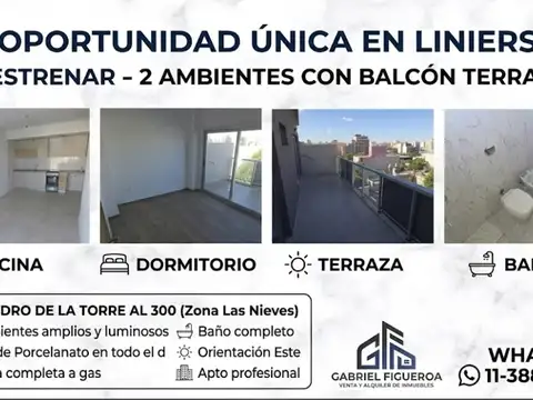 BALCON TERRAZA 2 AMBIENTES AL FRENTE UNA JOYITA Departamento en venta en Liniers