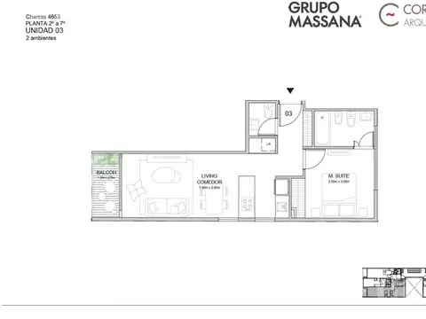 Departamento 2 ambientes con 1 baño