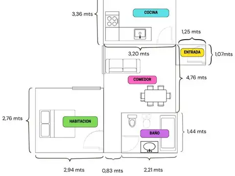 Departamento en Venta de 2 ambientes