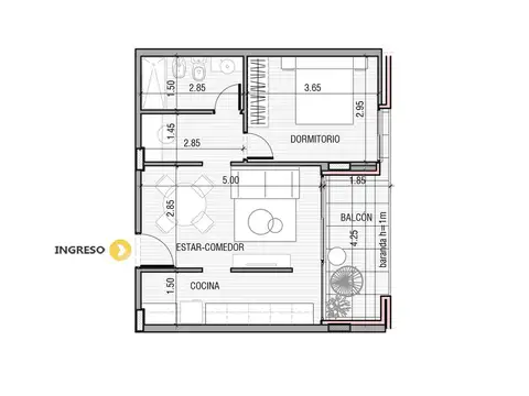 Venta departamento 1 dormitorio Funes Galinda