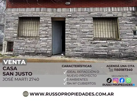 Casa - Venta - Argentina, La Matanza - JOSE MARTI 2740