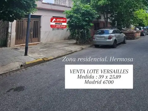VENTA LOTE DE TERRENO VERSALLES 10 M DE ANCHO