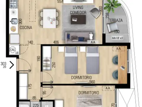 VENTA APARTAMENTO DOS DORMITORIO EN POZO EN PRADO