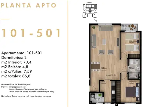 VENTA APARTAMENTO 2DORM BALCÓN C/RENTA TRES CRUCES