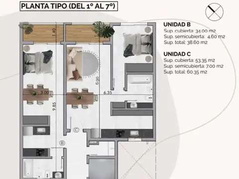 Departamento de un dormitorio en venta en La Plata