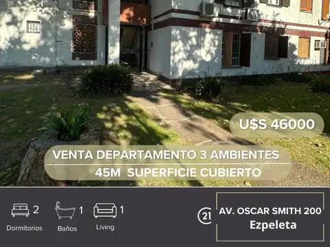 VENTA DEPARTAMENTO 3 AMBIENTES EZPELETA
