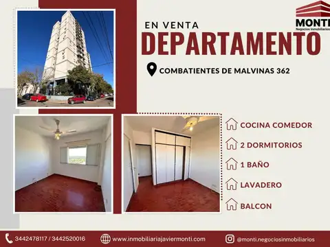 DEPARTAMENTO EN VENTA - COMBATIENTES DE MALVINAS