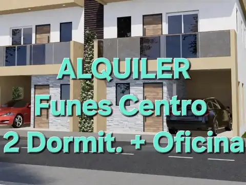 ALQUILER  FUNES 2 Dormit.+ Oficine ,Quincho,Terraza,Garage 