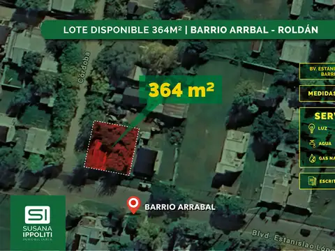 Terreno en venta de 364m2 en Roldán