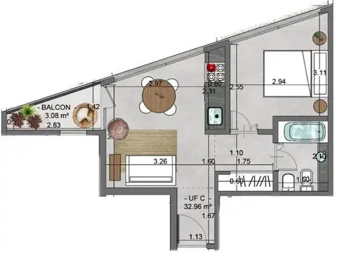 Departamento en Venta de 2 ambientes