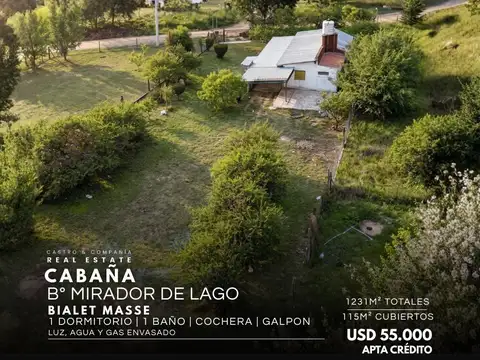 Venta Cabaña Con 1.231M² De Terreno Vista Panorámica/Apta Crédito En Mirador Del Lago, Bialet Massé