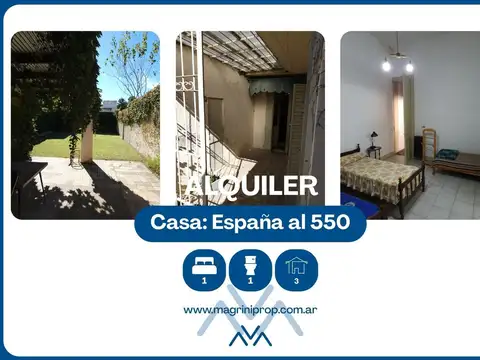 ALQUILER Casa Amoblada 1 Habitación con Gran Parque, España al 500, Pergamino
