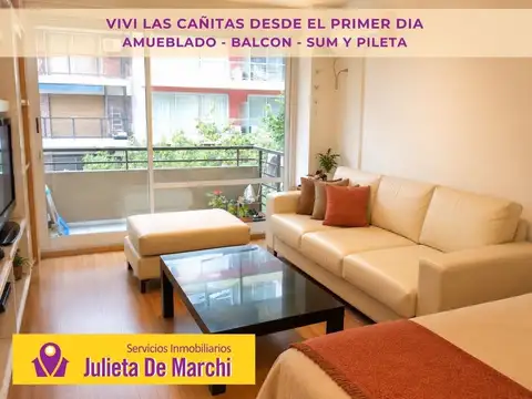 VIVÍ EN LAS CAÑITAS | MONOAMBIENTE AMUEBLADO CON BALCÓN, PILETA Y SUM