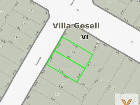 Terreno en Venta 25  mts Fondo