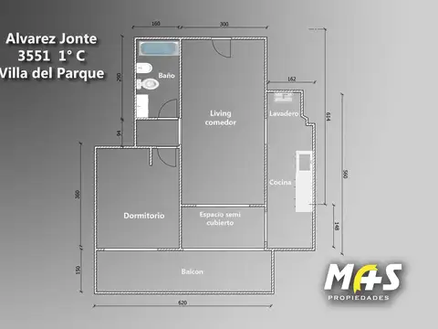 Departamento 2 ambientes con 1 baño