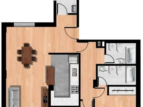 Departamento 3 ambientes con 2 baños