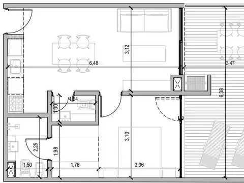 Departamento en Venta de 2 ambientes