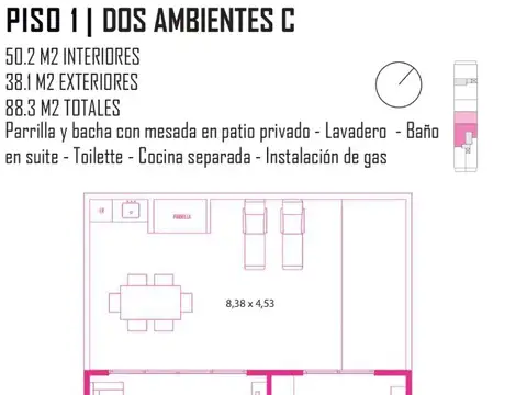 Departamento en Venta de 1 dormitorio