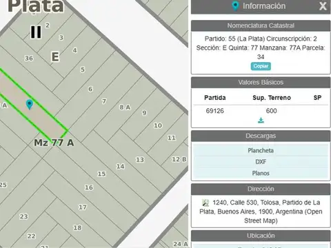 Terreno en Venta en Tolosa, USD 120.000