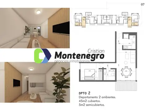 Depto Tipo Casa 2 ambientes con 1 baño