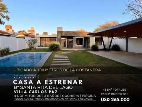Venta Moderna Casa A Estrenar De 4 Dormitorios Y Piscina En Barrio Santa Rita – Villa Carlos Paz