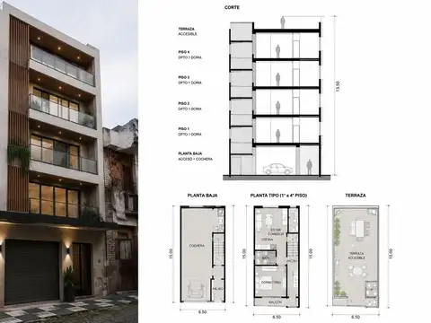 Depto Tipo Casa 4 ambientes con 2 baños