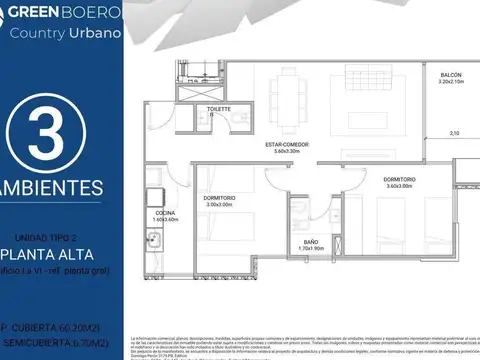 Departamento en Venta de 3 ambientes