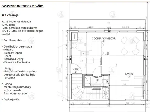 Venta casa en la barra. Dos dormitorios.