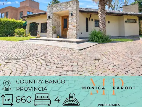 CASA EN VENTA EN COUNTRY BANCO PROVINCIA – CON EXCELENTE CALIDAD CONSTRUCTIVA