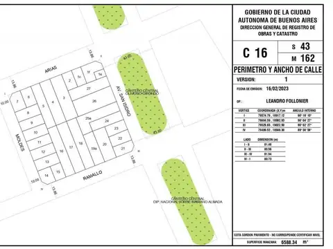 Terreno en Venta 8  mts Frente