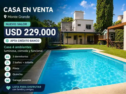 CASA 4 AMBIENTES EN VENTA EN MONTE GRANDE