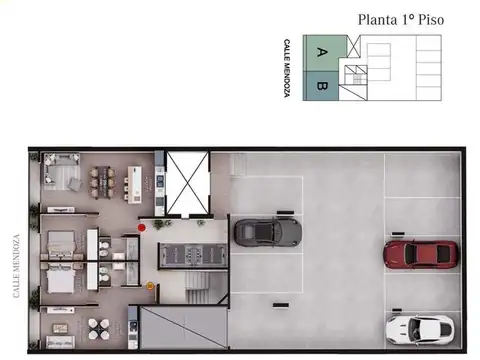 Departamento 2 ambientes con 1 baño