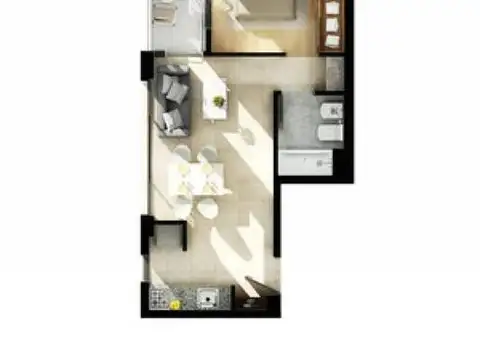Departamento 1 ambiente con 1 baño