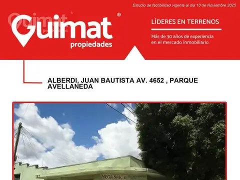 Terreno en Venta en Parque Avellaneda, USD 315.000