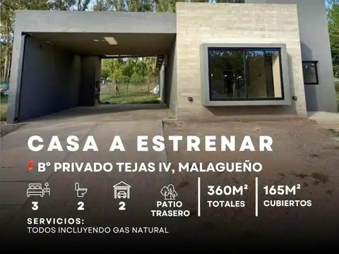 Venta Casa A Estrenar De 3 Dormitorios en Barrio Privado Tejas 4 - Malagueño