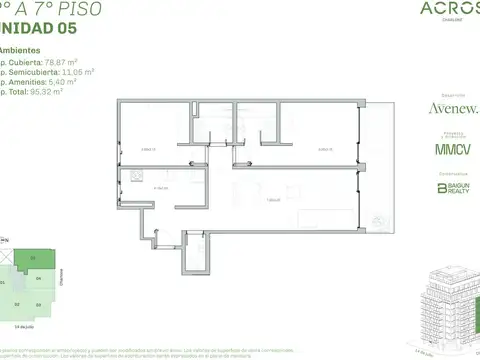 Departamento de 3 ambientes en venta en Chacarita