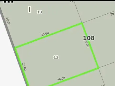 Terreno en Venta 20  mts Frente