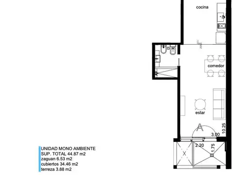 Departamento en Venta de Monoambiente
