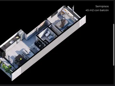 Departamento 2 ambientes con 1 baño