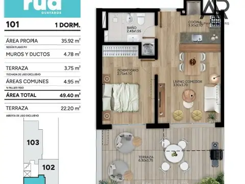 Departamento en Venta en Cordón , USD 144.900