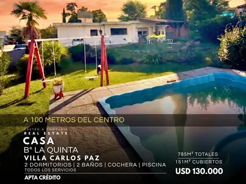 Venta Casa 2 Dormitorios Con Pileta A 100M Del Centro En La Quinta 1ra Sección - Villa Carlos Paz