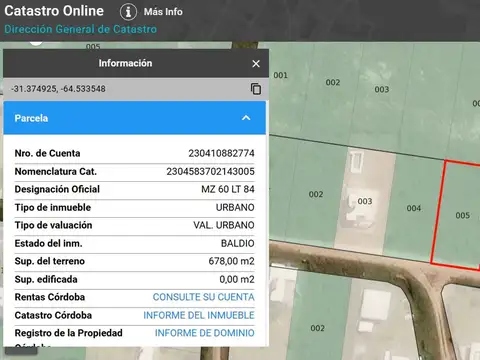 Terreno en Venta en Estancia Vieja, USD 8.900