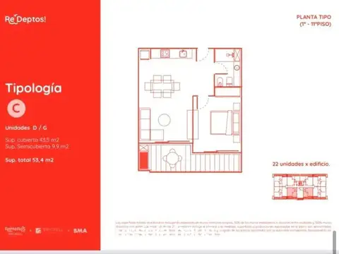 Departamento en Venta con 1 cocheras