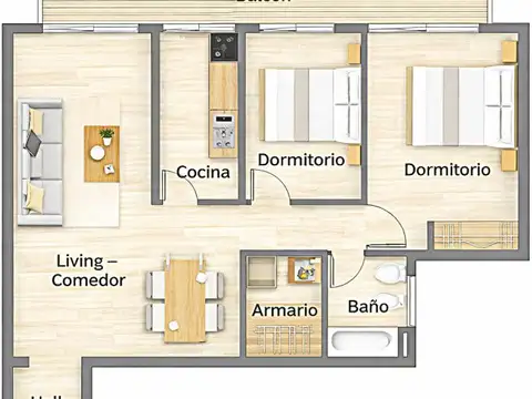 3 ambientes, Balcón Corrido, lleno de luz