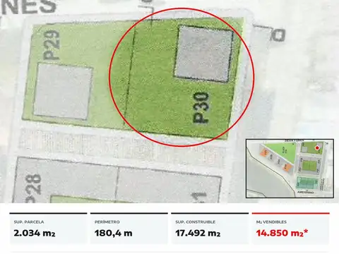 Terreno en Venta 44  mts Frente