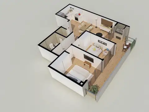 Departamento 3 ambientes con 2 baños