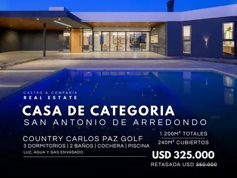 Venta Casa De Categoría 3 Dormitorios Con Piscina en Carlos Paz Golf - San Antonio De Arredondo