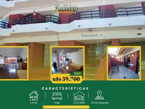 Departamento 2 ambientes con cochera en Punta Mogotes